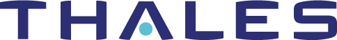 Thales Logo, mit hellblauen Punkt.